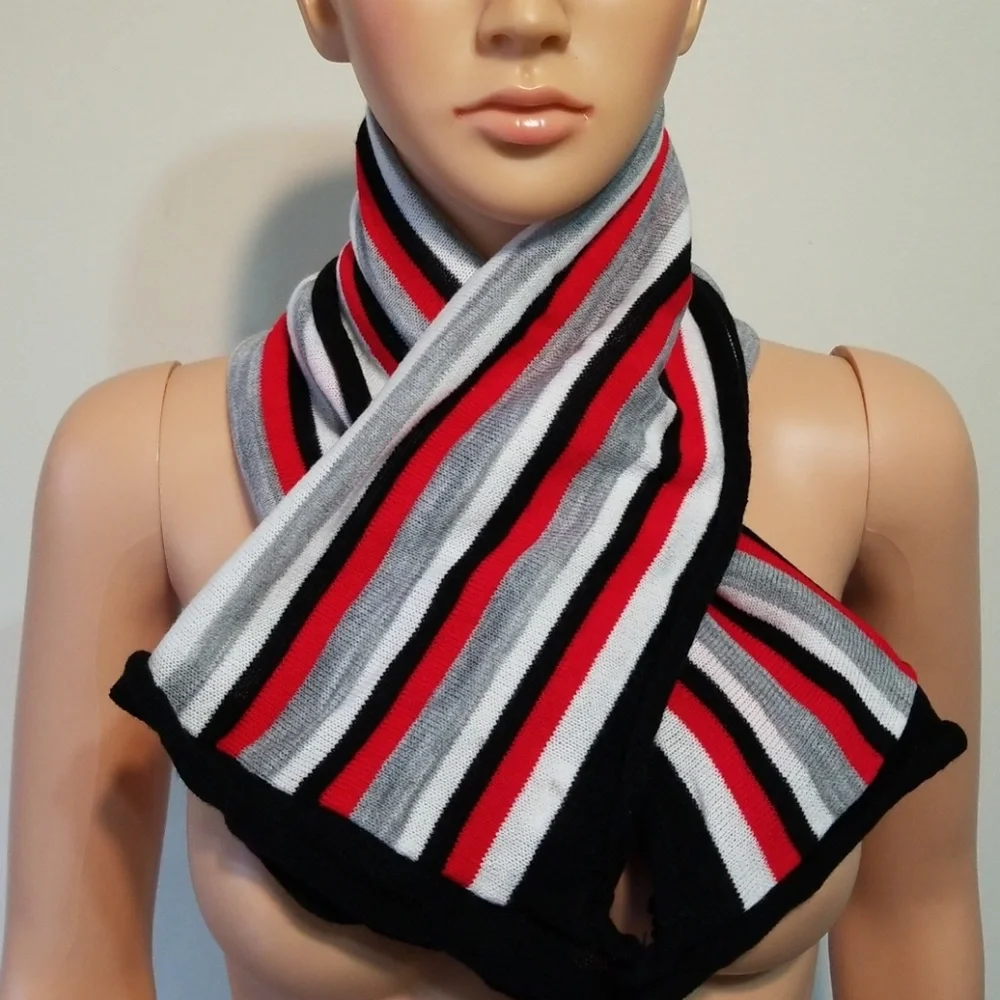 Vince Camuto Black Stripe Knit Scarf/Bandana NWT
